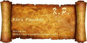 Kéri Paszkál névjegykártya